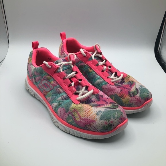 Sketcher light weight‎ memory foam floral sneakers - Picture 1 of 14